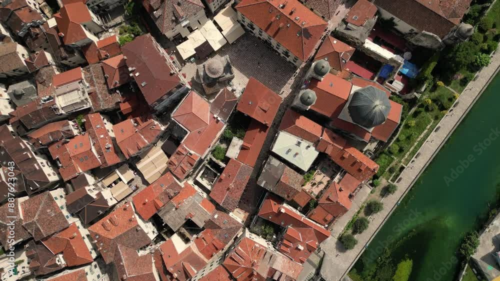 Panoramic aerial view of Perast small town along the Kotor Bay, Montenegro. Panoramic aerial view of Perast small town along the Kotor Bay, Montenegro.