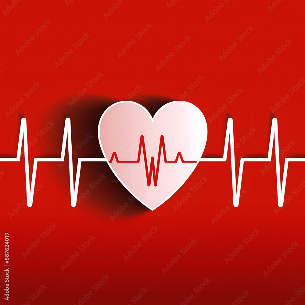 A heart with a ECG waveform, symbolizing heartbeat and health A heart with a ECG waveform, symbolizing heartbeat and health