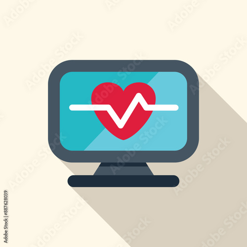 Illustration of a computer monitor displaying a heartbeat, representing patient health monitoring in a hospital setting