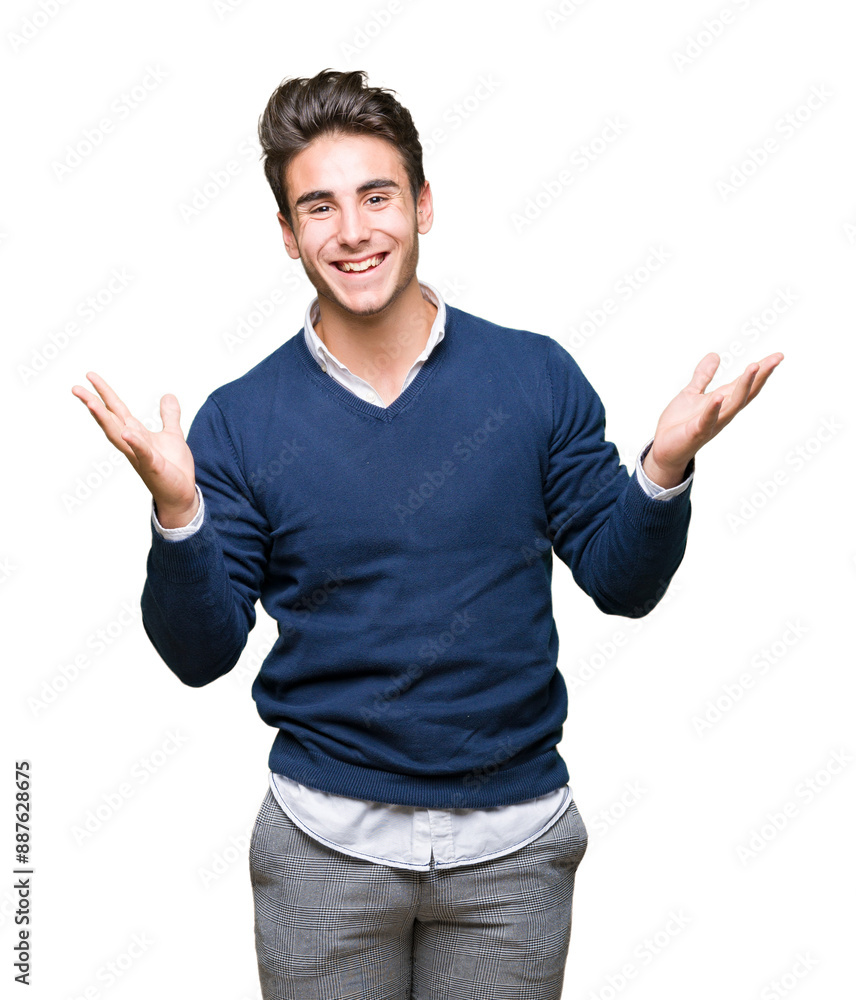 Young handsome business man over isolated background celebrating crazy and amazed for success with arms raised and open eyes screaming excited. Winner concept Young handsome business man over isolated background celebrating crazy and amazed for success with arms raised and open eyes screaming excited. Winner concept