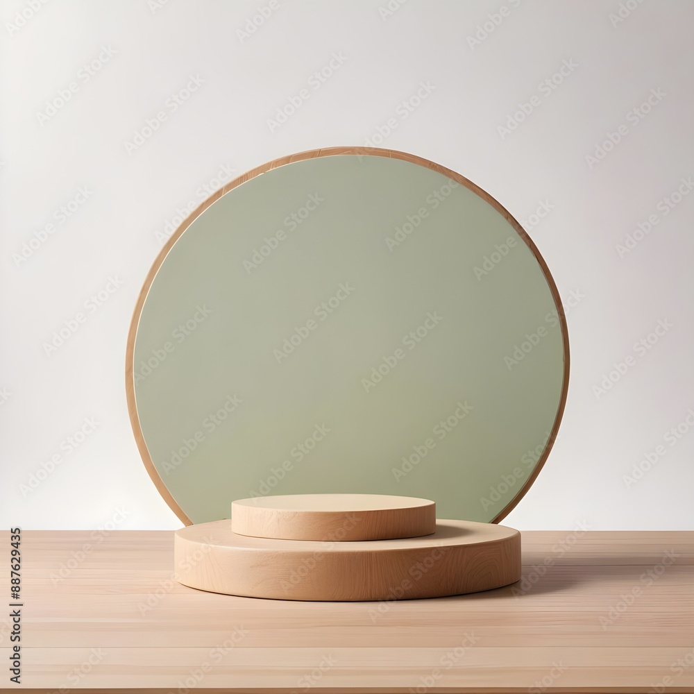 A green circular platform for showcasing natural and organic skincare, cosmetics, spa or makeup products. A green circular platform for showcasing natural and organic skincare, cosmetics, spa or makeup products.