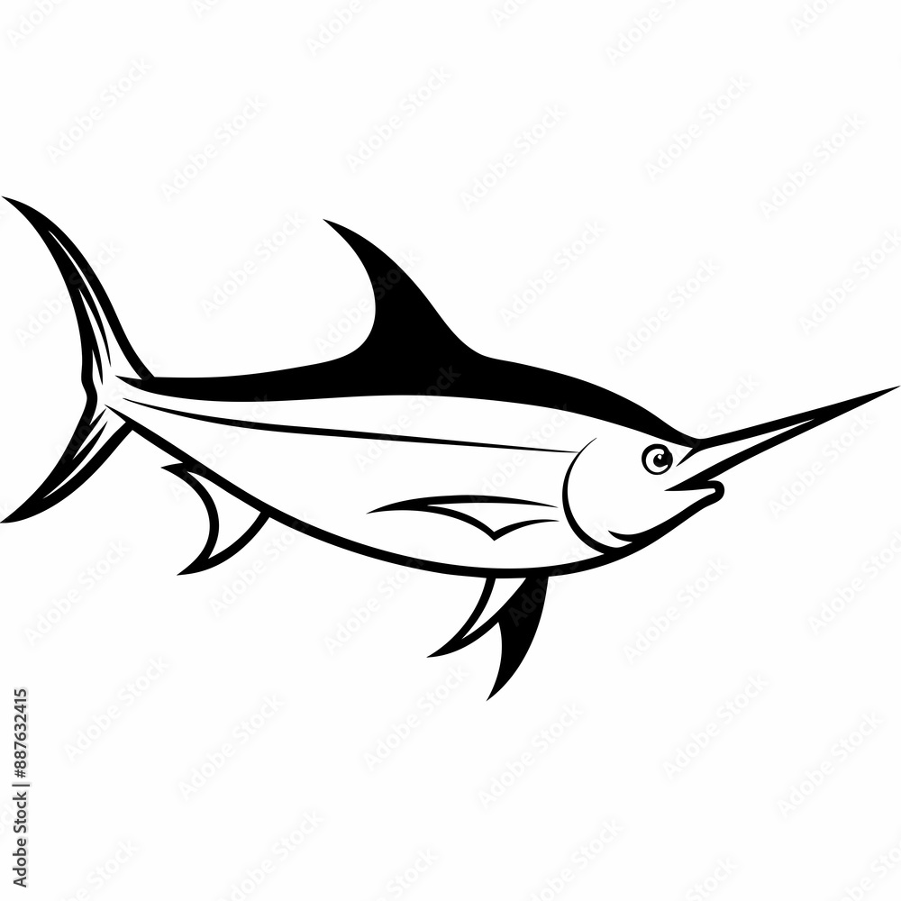 Obraz premium Sword fish icon vector silhouette illustration