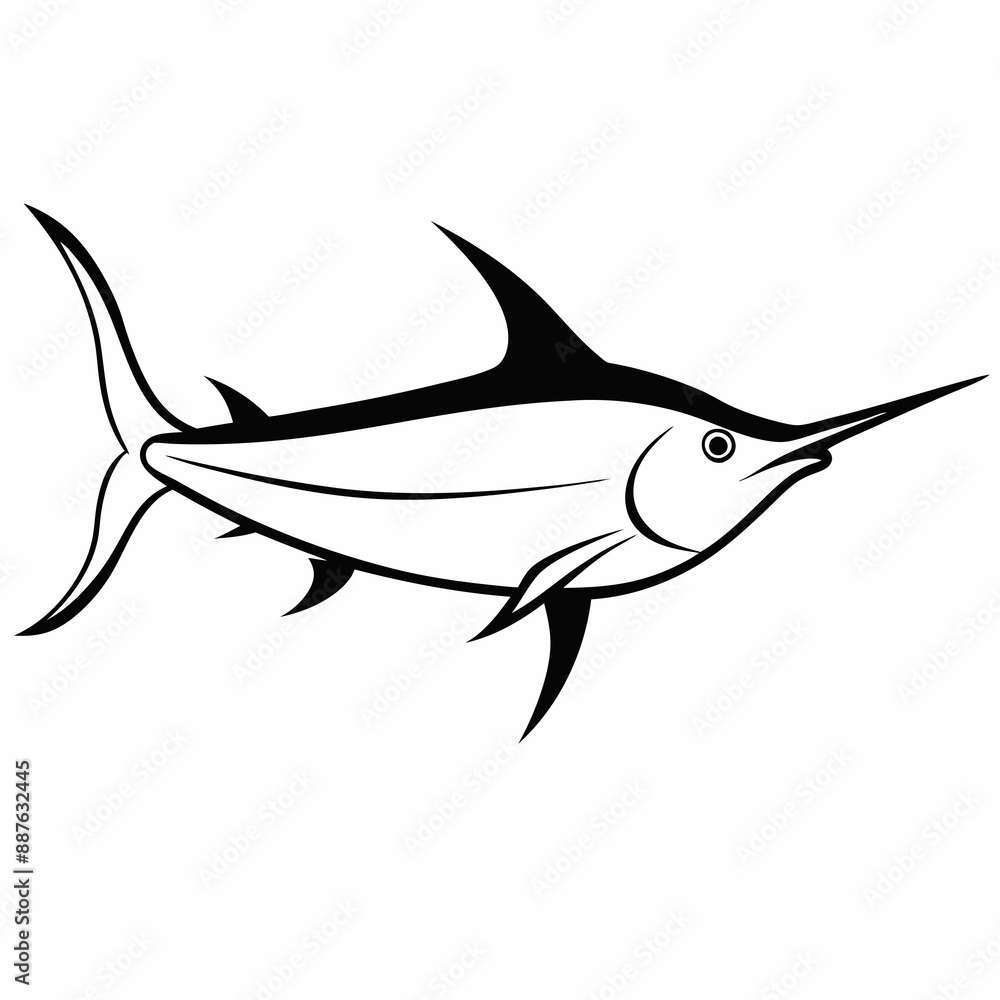 Obraz premium Sword fish icon vector silhouette illustration
