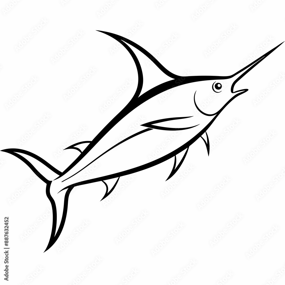 Fototapeta premium Sword fish icon vector silhouette illustration