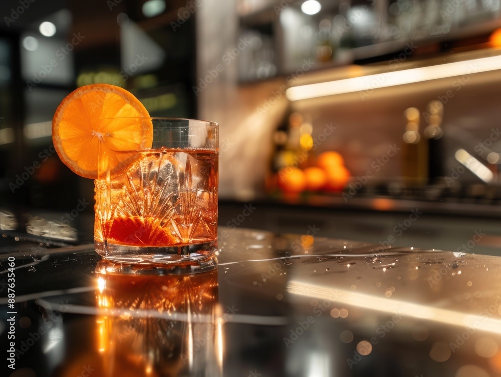 Close-up of an Orange Cocktail in a Glass Close-up of an Orange Cocktail in a Glass