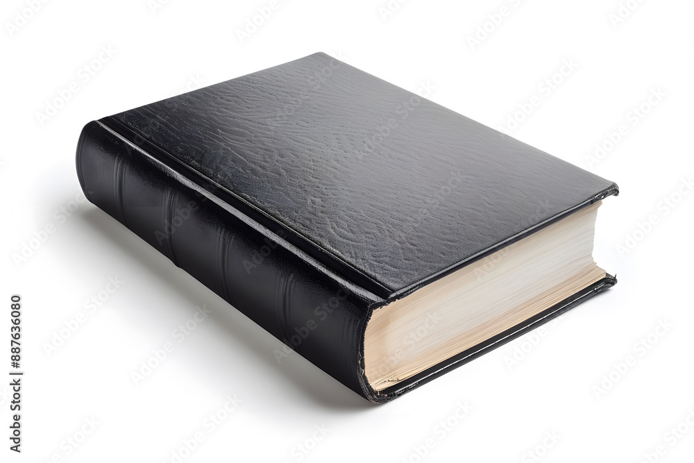 High-resolution photograph of a single black book isolated on white background High-resolution photograph of a single black book isolated on white background