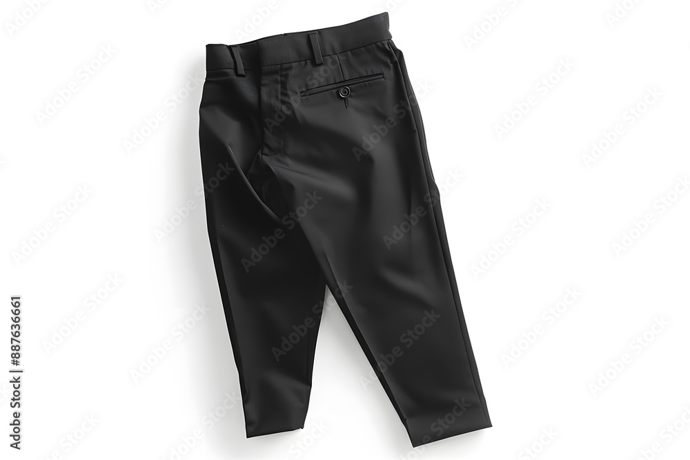 Crisp photograph of single black pants isolated on white background, ultra-detailed and clean Crisp photograph of single black pants isolated on white background, ultra-detailed and clean