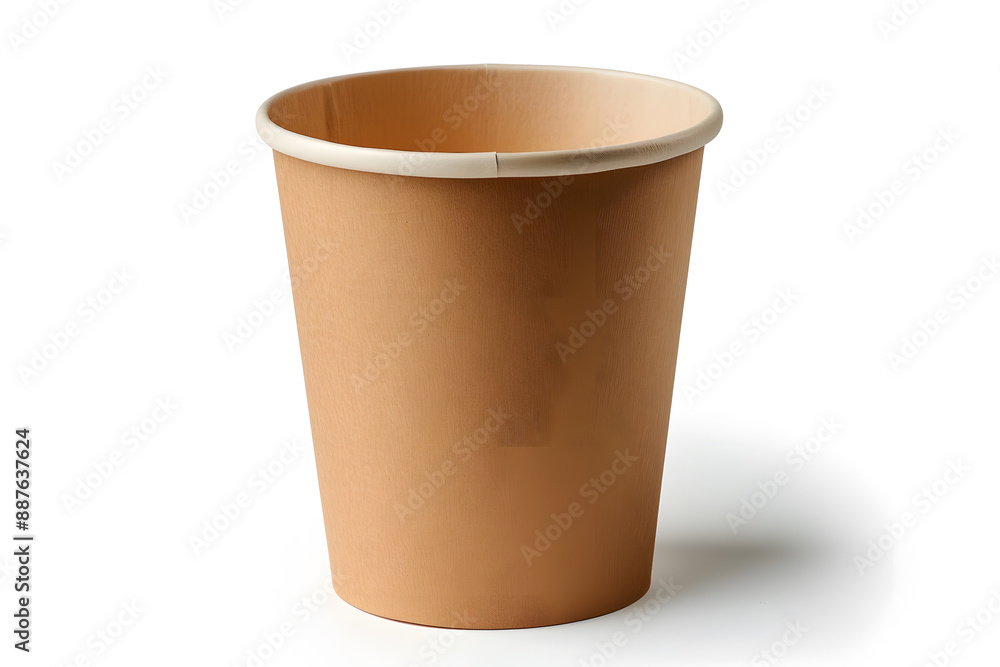 Detailed photograph of single brown paper cup on white background, isolated and clean Detailed photograph of single brown paper cup on white background, isolated and clean
