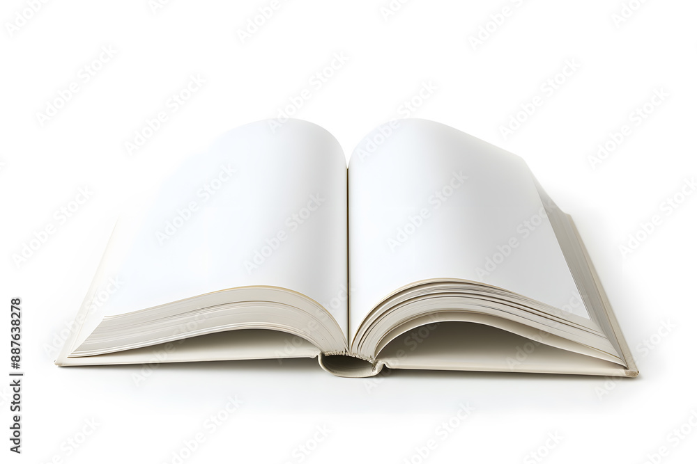 Ultra-detailed photograph of a single white opened book, isolated on white background Ultra-detailed photograph of a single white opened book, isolated on white background