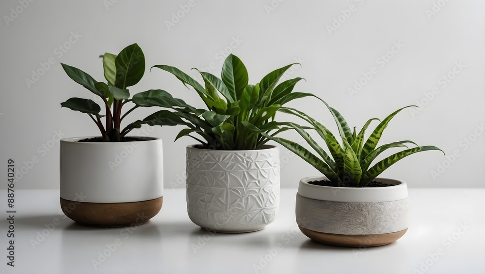 Set of Green plants in potted for interior decoration isolated on white background,houseplant for decorated in bedroom or living room, minimal natural health concept Set of Green plants in potted for interior decoration isolated on white background,houseplant for decorated in bedroom or living room, minimal natural health concept