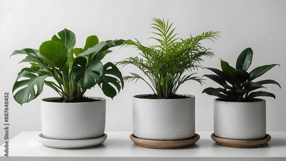 Set of Green plants in potted for interior decoration isolated on white background,houseplant for decorated in bedroom or living room, minimal natural health concept Set of Green plants in potted for interior decoration isolated on white background,houseplant for decorated in bedroom or living room, minimal natural health concept