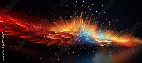Digital graphic abstract background for technological processes, neural networks, digital data storage, particle flow, fundamentals of artificial intelligence Technology Network Background, banner
