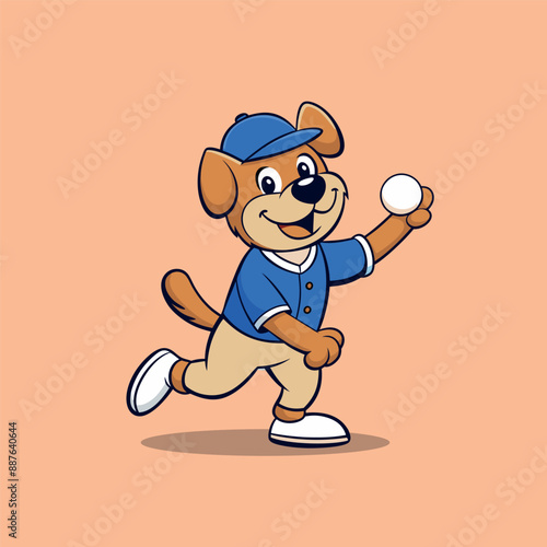 Dog baseball mascot character logo design vector illustration