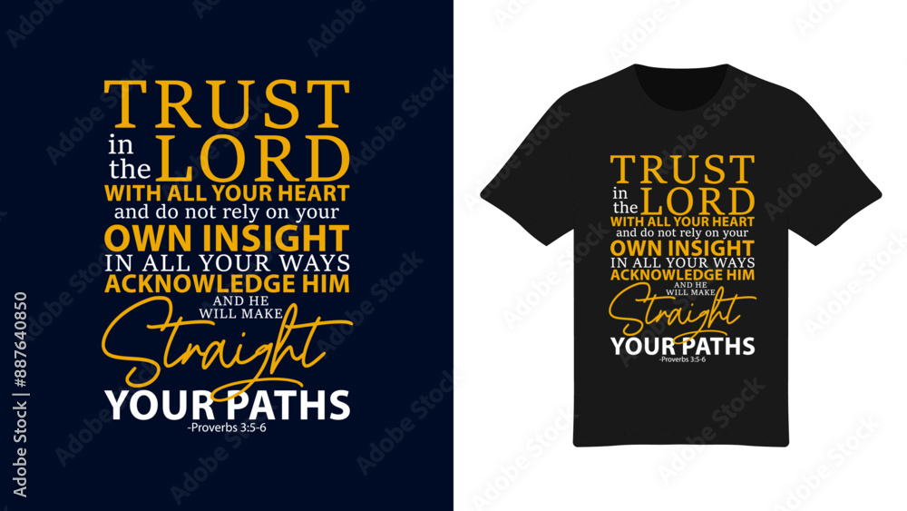 Αυτοκόλλητο Trust in the Lord with All Your Heart - Inspirational Faith Typography T-Shirt D