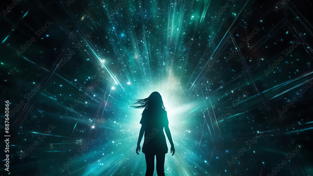 A Girl Looking Into a Bright Heavenly Light A Girl Looking Into a Bright Heavenly Light