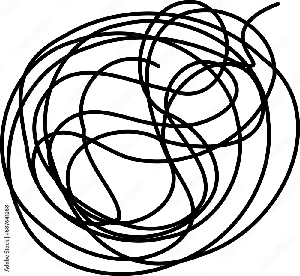 tangled thread. illustration of chaotic threads of depression concept tangled thread. illustration of chaotic threads of depression concept