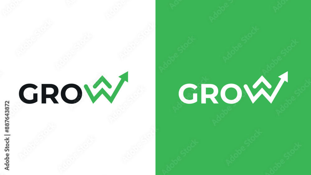 Modern growth logo design wordmark Modern growth logo design wordmark