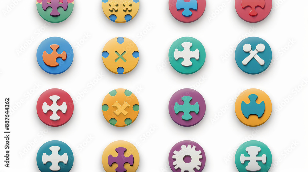 a 3D-style puzzle vector icon illustrating jigsaw pieces connecting together, follow these guidelines a 3D-style puzzle vector icon illustrating jigsaw pieces connecting together, follow these guidelines