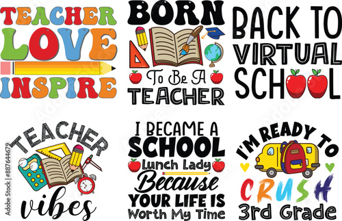 Back to school Retro vintage Bundle t shirt design.