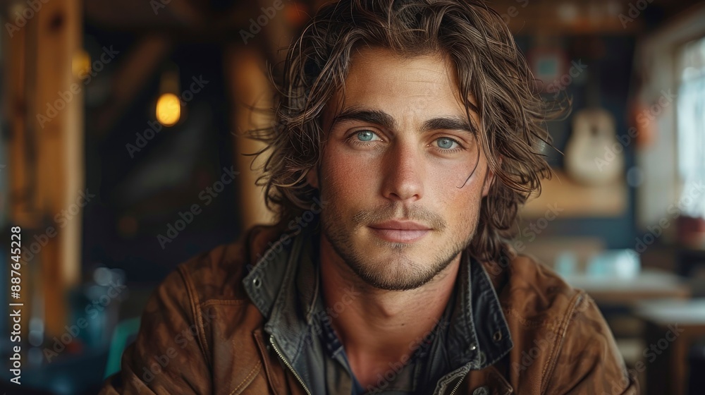 Portrait Of A Handsome And Confident Young Male Musician With Long Hair, Stylish And Charismatic, High Quality Background Portrait Of A Handsome And Confident Young Male Musician With Long Hair, Stylish And Charismatic, High Quality Background