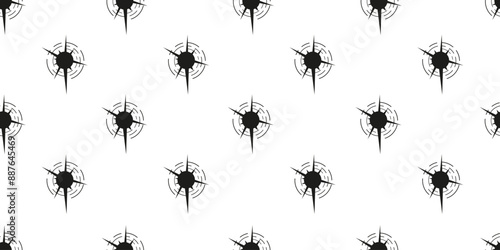 Simple black silhouette of bullet marks seamless pattern. Shot marks ornament. Minimalism vector illustration can used bed linen textile fabric print. EPS 10