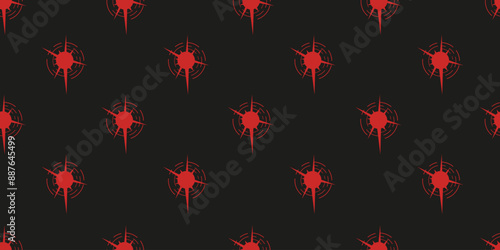 Bloody of bullet marks seamless pattern. Shot marks ornament isolated black. Minimalism vector illustration can used bed linen textile fabric print. EPS 10