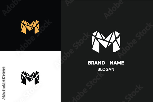 M Logo initial M Vector Design Unique Template. Letter M logo in a modern style. Abstract minimal Monogram Symbol. Creative Modern Trendy Typography