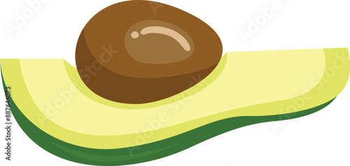 Half a fresh green avocado with stone