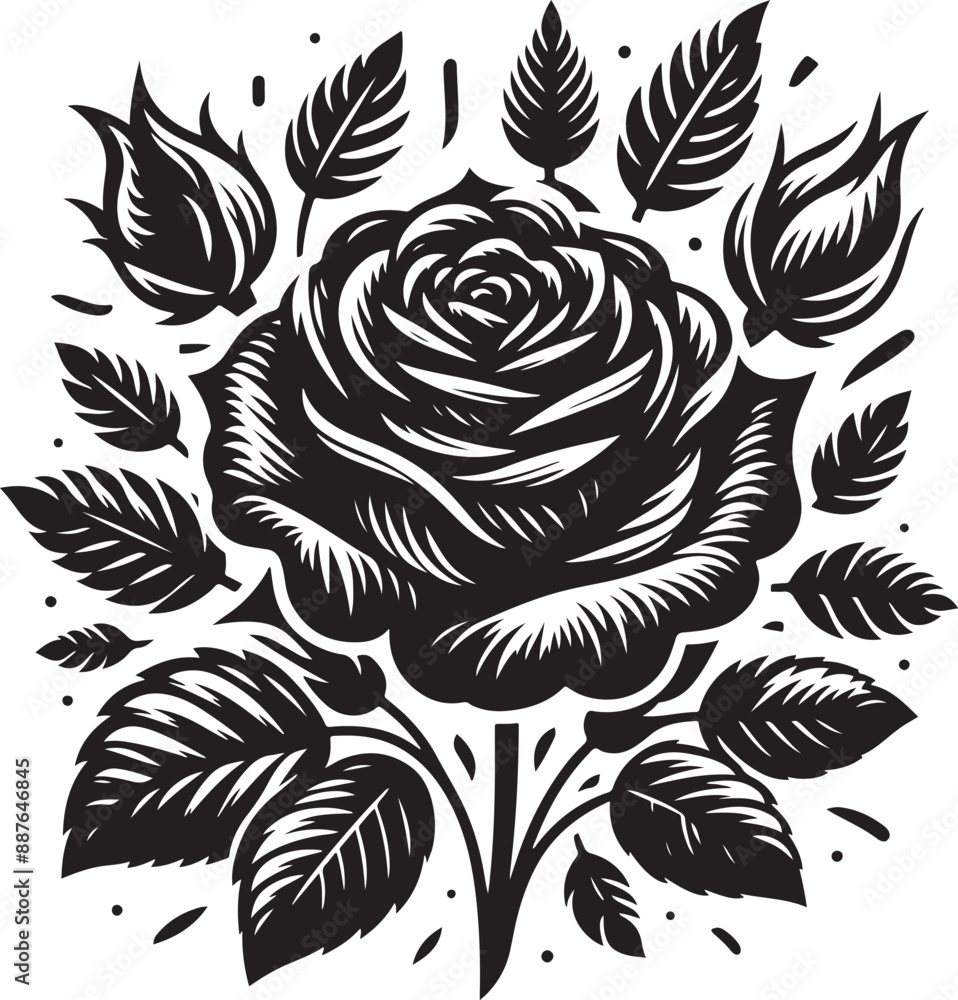 Rose silhouette vector illustration design Rose silhouette vector illustration design