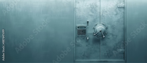 A bank vault door with a keypad entry and biometric scanner, indicating maximum security