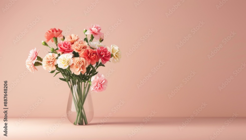 Exquisite Diverse Carnation Bouquet Perfectly Arranged for Special Gift against Clean Background Exquisite Diverse Carnation Bouquet Perfectly Arranged for Special Gift against Clean Background