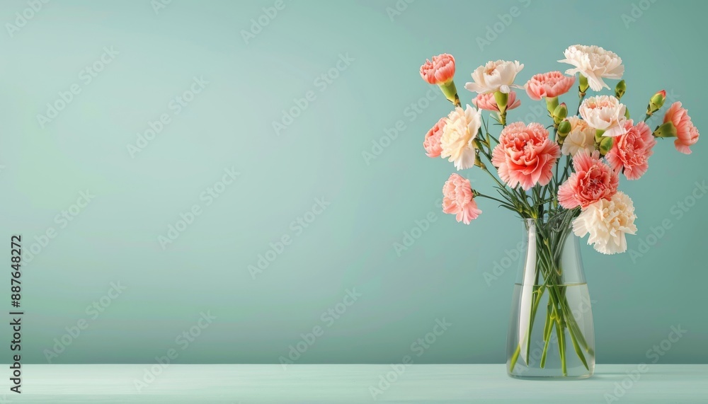 Exquisite Carnation Bouquet Perfectly Arranged for Gifting with Diverse Flowers on Color-Coordinated Background Exquisite Carnation Bouquet Perfectly Arranged for Gifting with Diverse Flowers on Color-Coordinated Background