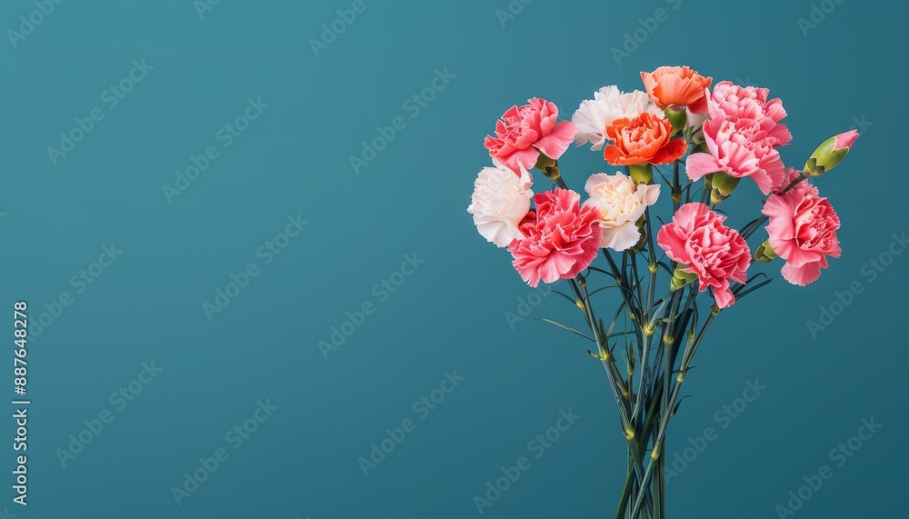 Fototapeta premium Nature's Beauty in Blooms: Mixed-Color Carnation Bouquet for Heartfelt Gifting