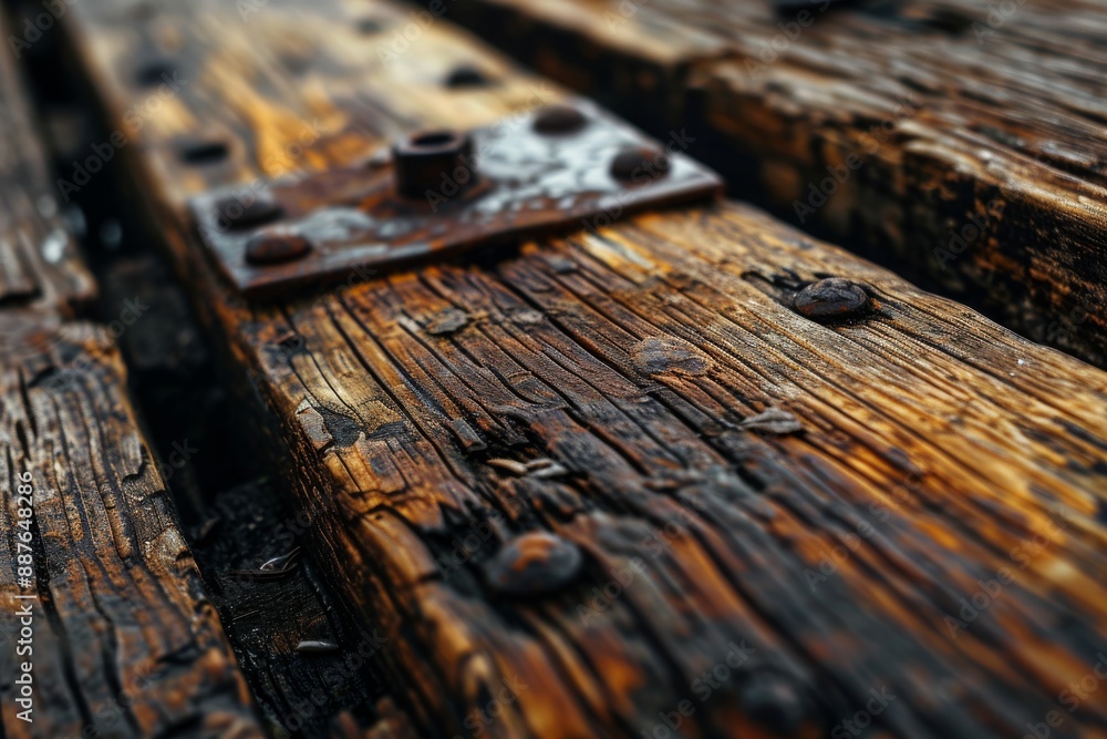 A close up of a weathered wooden plank, Close Up Image of Wooden, AI generated A close up of a weathered wooden plank, Close Up Image of Wooden, AI generated