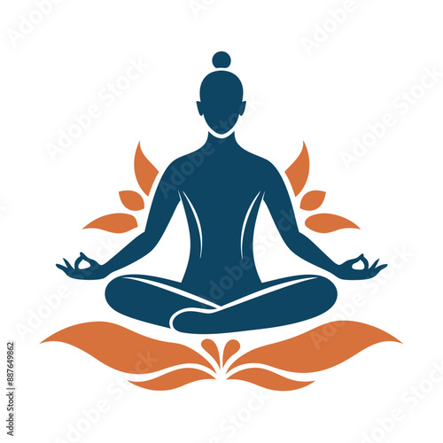 Meditation relaxation silhouette. isolated white background 