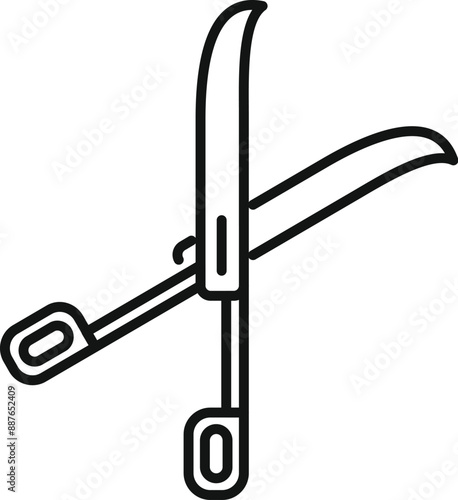Gardening scissors cutting branches icon thin line style