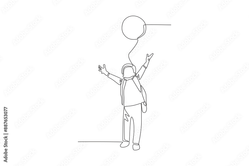 Child throwing the ball. Pre school concept one-line drawing Child throwing the ball. Pre school concept one-line drawing