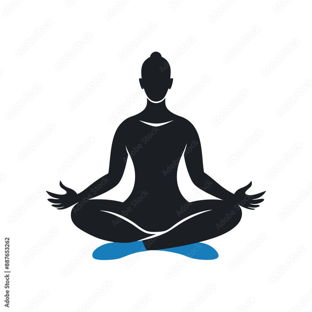 Meditation relaxation silhouette. isolated white background Meditation relaxation silhouette. isolated white background