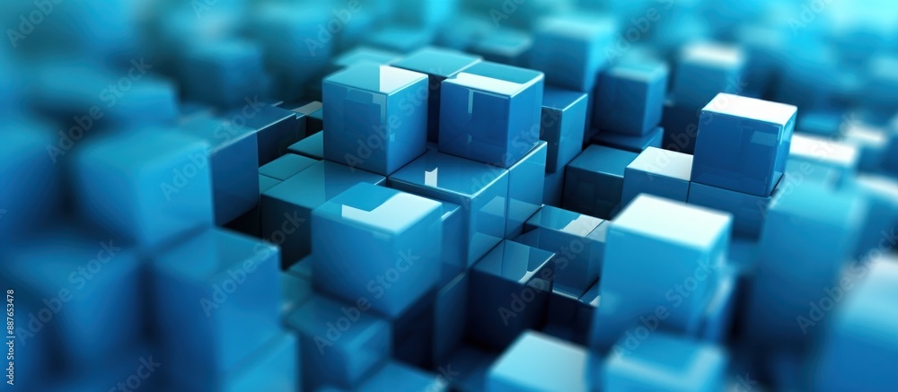 Abstract Blue Cubes Composition Abstract Blue Cubes Composition