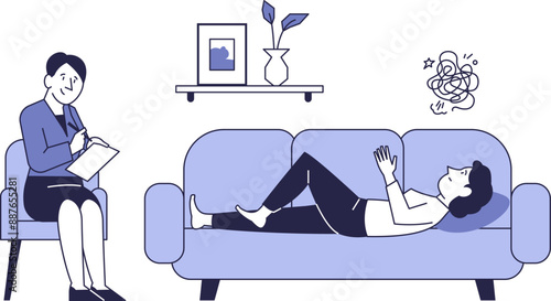 A woman at an appointment with a psychologist. A psychotherapist works with a patient.