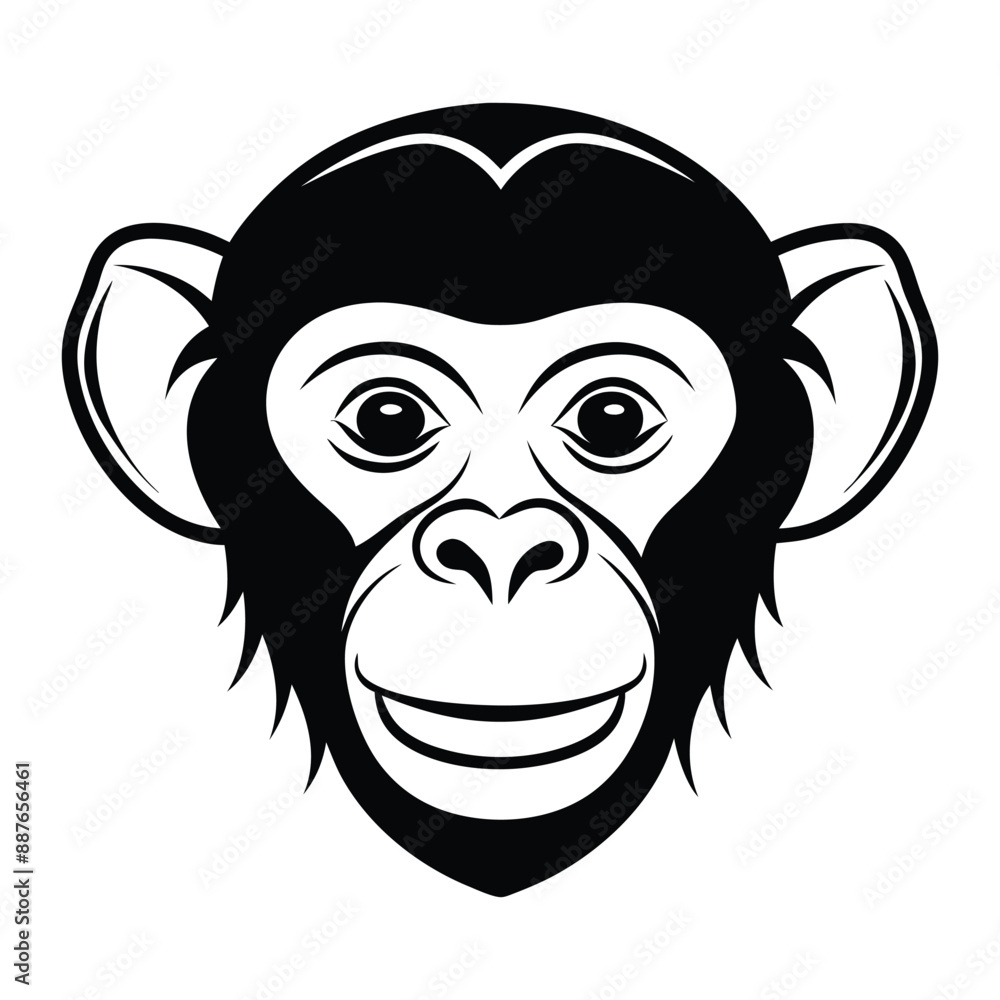 Obraz premium Chimpanzee vector, Silhouette, illustration 