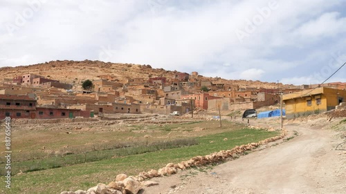 Typical Moroccan Village in Atlas Mountains, Right Pan Establishing photo