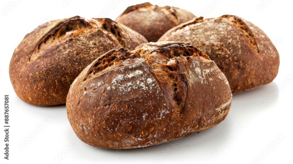 freshly baked bread isolated on white background