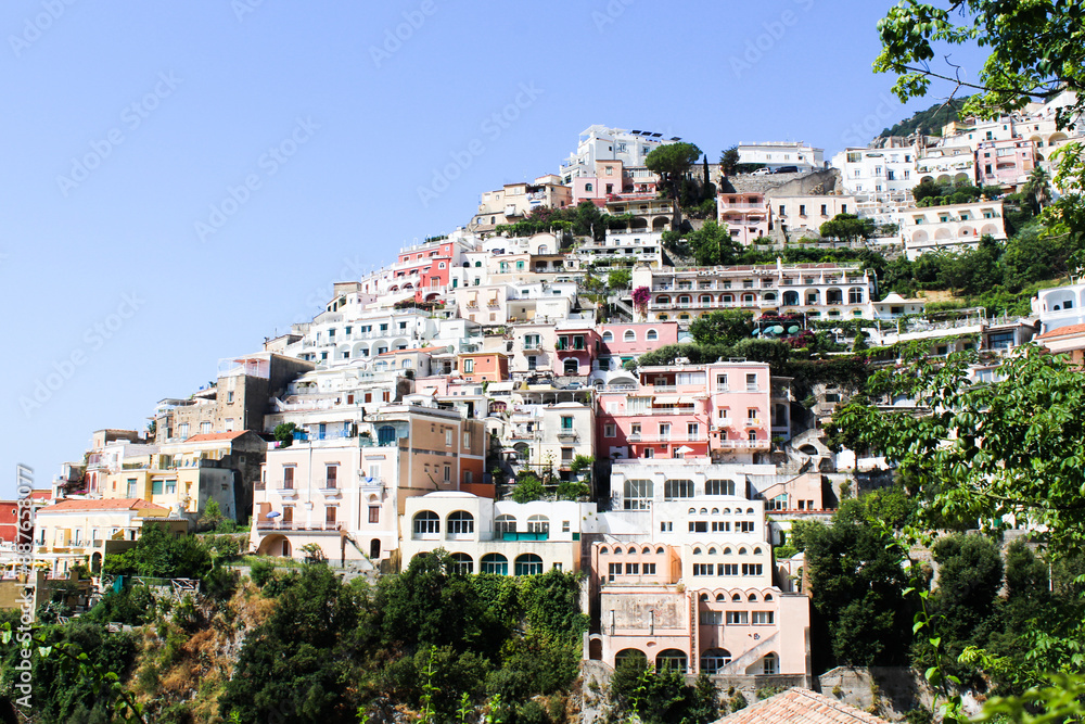 Obraz premium Landscape with Positano town at famous amalfi coast, Italy