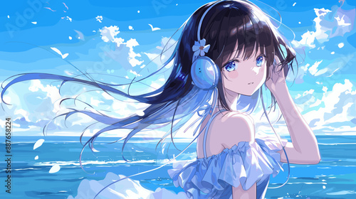 海とヘッドホン