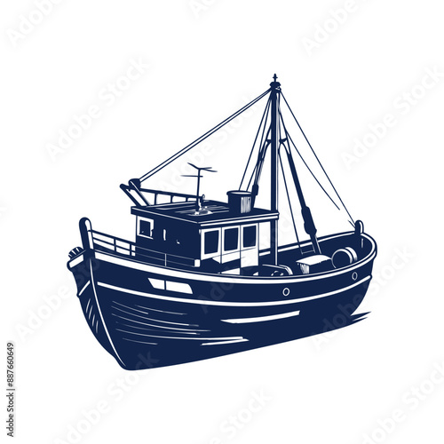 Silhouette of Wooden fishing boat