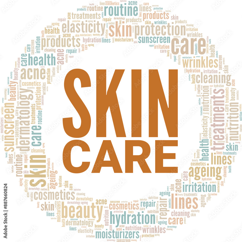 Skincare word cloud conceptual design isolated on white background. Skincare word cloud conceptual design isolated on white background.