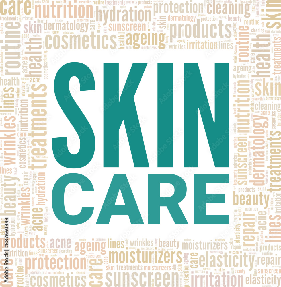 Skincare word cloud conceptual design isolated on white background. Skincare word cloud conceptual design isolated on white background.