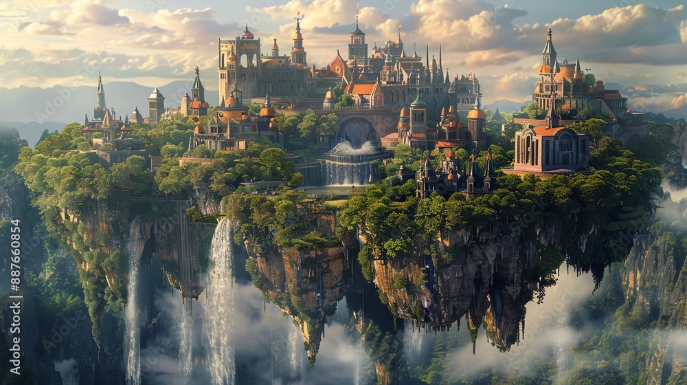 Fototapeta premium Long shot of a whimsical fantasy world
