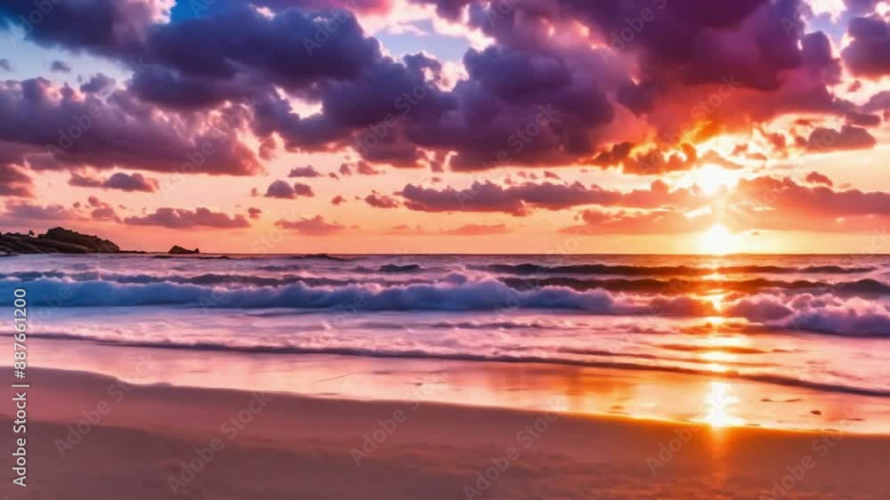 stunning panoramic sunset at the beach with vibrant sky colors stunning panoramic sunset at the beach with vibrant sky colors